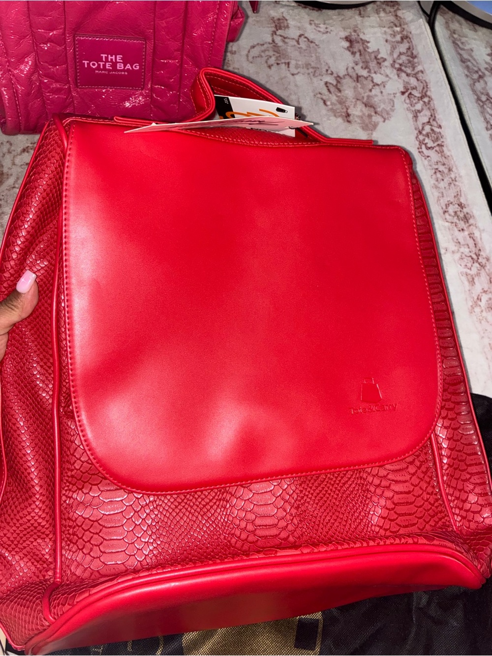 Tote & carry Red Faux-Leather Backpack Shoulder Bag - Contemporary Women's Bag